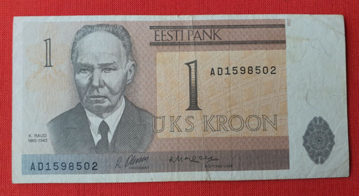 1 kroon 1992 - Bancnota Estonia