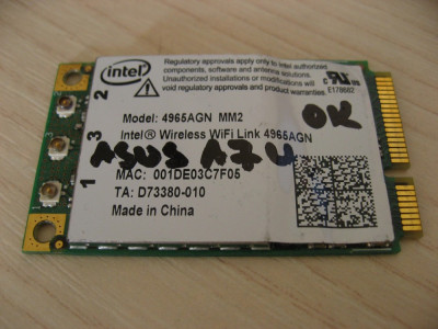 Placa wireless laptop Asus A7U, Intel Wireless WiFi 4965AGN MM2 foto