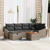 vidaXL Set de canapele pentru grădină cu pernă 7 pcs Gri Rattan poli 3359566