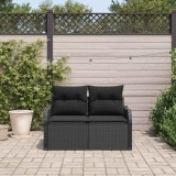 VidaXL Canapea de grădină cu pernă Negru 121 x 62 x 69cm poliratan