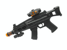 Pistol mitraliera MP15 , cu muzica si lumini, Plastic,6 ani +,Negru foto