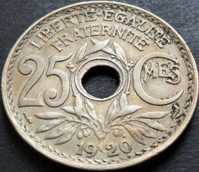 Moneda istorica 25 CENTIMES - FRANTA, anul 1920 * cod 4160 foto