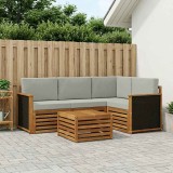 vidaXL Set de canapele de exterior 5 pcs Natural și gri deschis 3384312