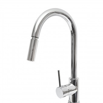 Baterie chiuveta bucatarie cu dus extractibil, pipa flexibila 2 functii, crom lucios foto