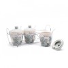 Set 3 recipiente ceramice condimente cu suport din metal