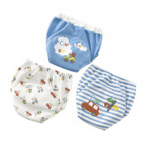 Set 3 chiloti de trecere la olita pentru copii, bumbac, albastru/alb, 9 - 13 kg