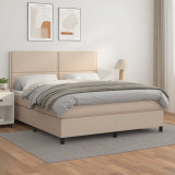 Pat box spring cu saltea, cappuccino, 160x200cm piele ecologica GartenMobel Dekor, vidaXL