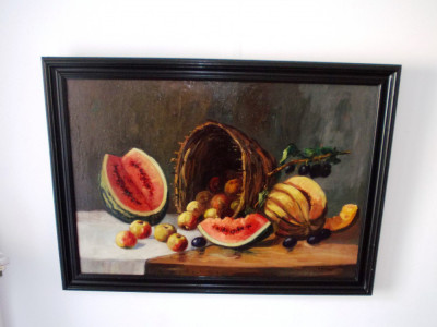 Dimitrie SZILAGHI, &amp;quot;Natura statica cu fructe&amp;quot;, ulei/panza, tablou de 110x81 cm foto