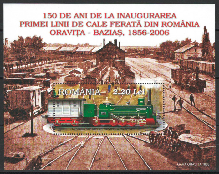 10x ✅ Romania 2006 Mi 6117 bl385 MNH - LP 1734 150 de ani prima linie ferata