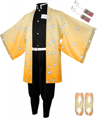 Tanjirou Zenitsu Costum Cosplay Japonez Anime Kimono Costum Halloween foto