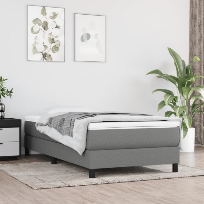 vidaXL Cadru de pat fără saltea, gri &icirc;nchis, 90x200 cm, textil 3120485