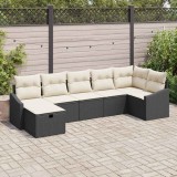 Cumpara ieftin Set de canapele pentru grădină cu pernă 7 pcs Negru Rattan poli