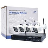 Kit supraveghere video PNI House WiFi550 NVR 8 canale 1080P si 4 camere wireless de exterior 720P, P2P, IP66