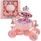 Trusa de machiaj pentru copii WePro Store, Design inedit, solubile in apa, Oglinda, luciu de buze, fard de ochi, pudra, Non-Toxic, Roz