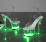 Sandale Transparente cu Lumini in Platforma si Toc, Marime 41