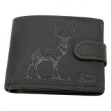 Portofel Barbati Piele Naturala Negru Cerb Micutz 12x10 cm Elegant Compartimente Carduri Monede Personalizat Cadou Barbati