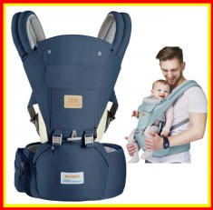 Marsupiu Bebe Ergonomic albastru Scaunel Detasabil Bumbac foto