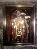 Tablou Abstract Pictat Manua, Pictura Abstracta placata cu aur, Tablou inramat, Scene gen, Ulei