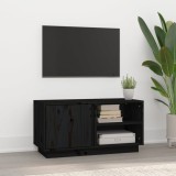 Comodă TV, negru, 80x35x40,5 cm, lemn masiv de pin