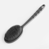 Burete de baie cu maner lung, 2 fete, silicon, gri, 34x8x3cm, CMCLASS