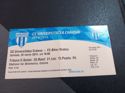 Bilet CSU Craiova - FC Bihor foto