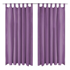Draperii micro-satin cu bride, 2 buc, 140 x 245 cm, violet foto
