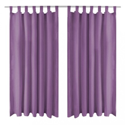 Draperii micro-satin cu bride, 2 buc, 140 x 225 cm, violet foto