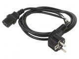 Cablu CEE 7/7 ştecăr unghi IEC C13 mamă PVC negru, Lanberg