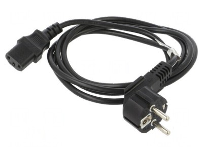 Cablu CEE 7/7 ştecăr unghi IEC C13 mamă PVC negru foto
