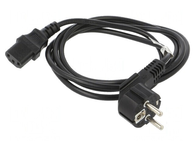 Cablu CEE 7/7 ştecăr unghi IEC C13 mamă PVC negru