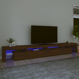 Comoda TV cu lumini LED, stejar maro, 290x36,5x40 cm GartenMobel Dekor, vidaXL
