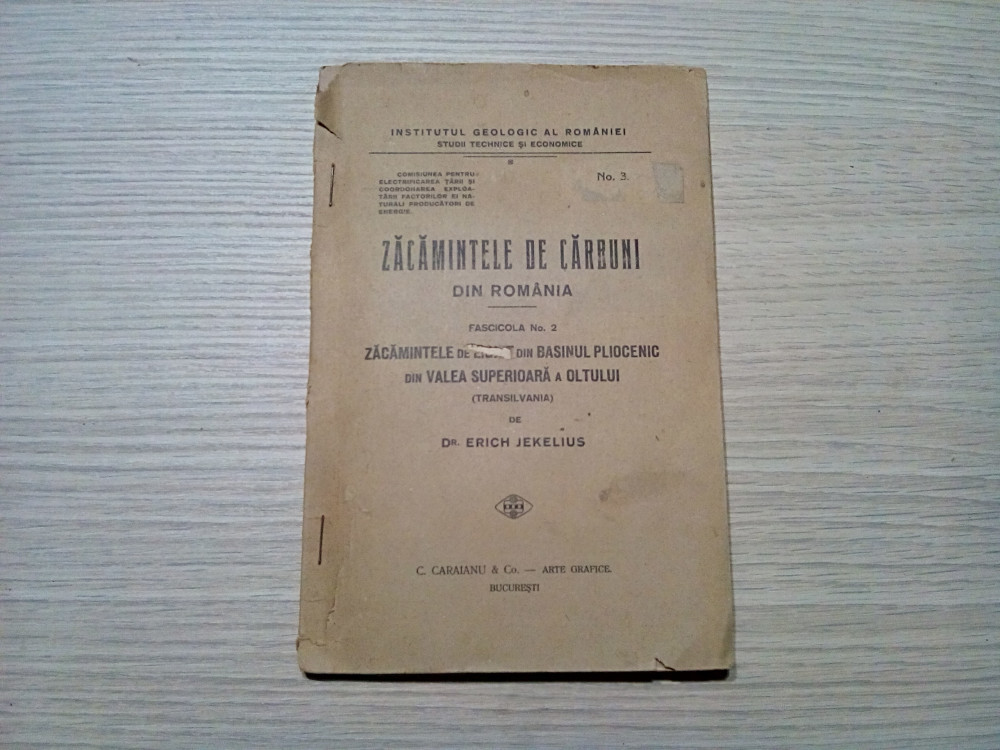 ZACAMINTELE DE CARBUNI din Romania - Fas.2 - Erich Jekelius -1923, 34p.+14  harti, Alta editura | Okazii.ro