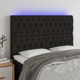 VidaXL Tăblie de pat cu LED, negru, 160x7x118/128 cm, textil