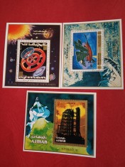 MANAMA/AJMAN, SPACE - 3 COLIȚE ȘTAMPILATE