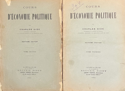 COURS D&amp;rsquo;ECONOMIE POLITIQUE - CHARLES GIDE, 1923 foto