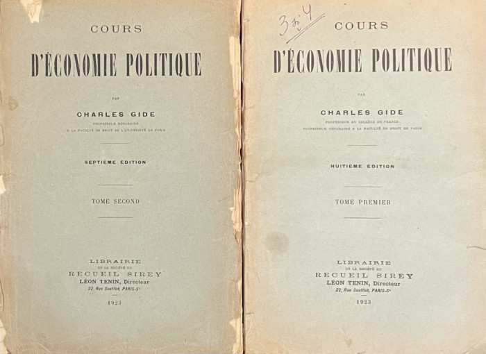 COURS D&rsquo;ECONOMIE POLITIQUE - CHARLES GIDE, 1923