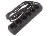 Prelungitor 6 Prize Schuko 3x1,5mm2 PVC Negru