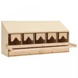 Cuibar Găini 5 Compartimente vidaXL 117x33x54cm, Lemn Pin, Sertar Colectare Ouă, Maro