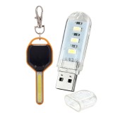 Cumpara ieftin Set iluminare portabil, lampa USB 3 LED 3W 5V transparenta cu capac + lanterna breloc portocalie 3 moduri, lumina rece, compatibile universal