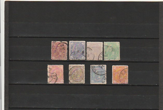 RO - 1890/91 LP 47 CAROL I CIFRA IN 4 COLTURI FARA FILIGRAN SERIE STAMPILATA
