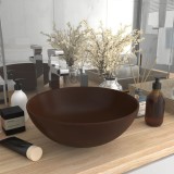 vidaXL Chiuvetă de baie, maro &icirc;nchis, ceramică, rotund