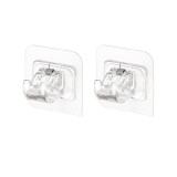 Set 2 Carlige Adezive Transparente, Flippy, Rezistente la Apa, 5 kg, Plastic, 6x6x4 cm, Oem