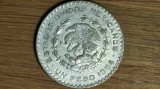 Mexic - moneda uriasa ⌀34.5 mm - 1 peso 1964 argint slab XF+/AU- spectaculoasa!
