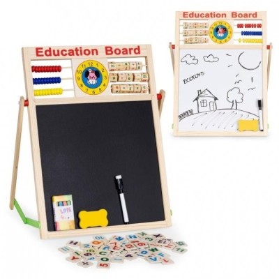 Tabla Educationala Din Lemn Cu Doua Fete Si Accesorii Ecotoys Mb552 foto