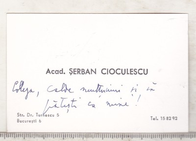 bnk div Carte de vizita cu felicitare olografa - Serban Cioculescu foto