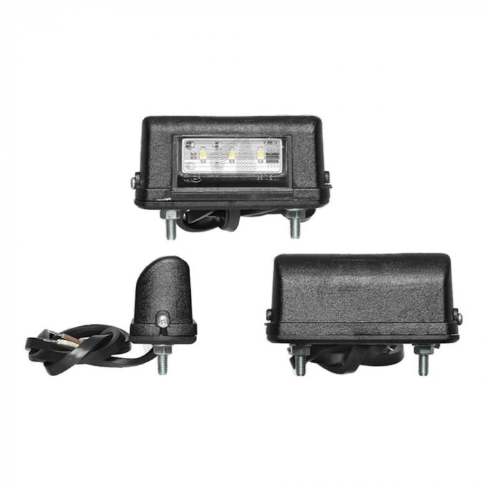 Lampa auto BestAutoVest pentru numar 12/24V partea Dreapta/ Stanga cu leduri 75x40x30mm carcasa neagra , 1 buc. Kft Auto