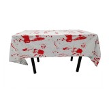 Fata de masa, flippy, din folie, imprimeu halloween - help me, 137 x 274 cm, alb/rosu