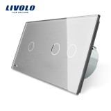Cumpara ieftin Intrerupator touch simplu si dublu Livolo din sticla, gri