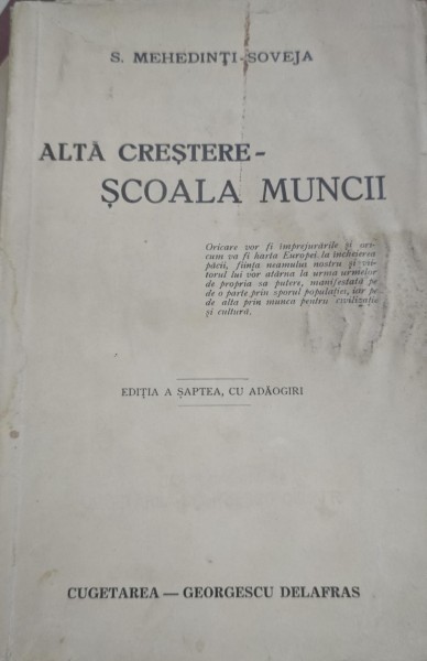 Simion Mehedinti Soveja - Alta crestere - Scoala Muncii
