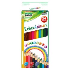 Set 24 creioane colorate 18 cm, hexagonale foto